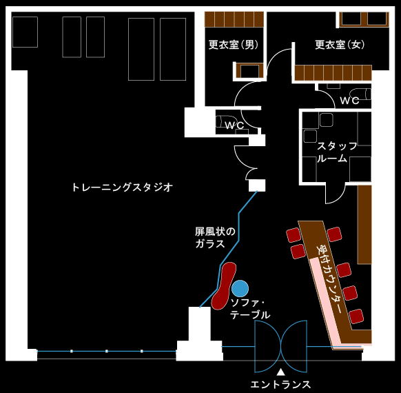 店舗デザイン トレーニング ジム 加圧 スタジオ 姫路