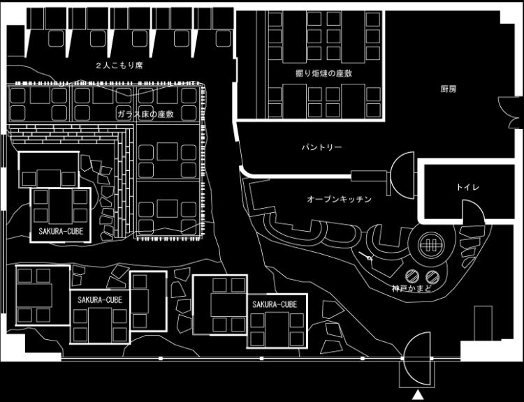 神戸ハーバーランドモザイク sakura1 日本料理店 内装 外装 設計 店舗デザイン 施工 マツヤアートワークス
